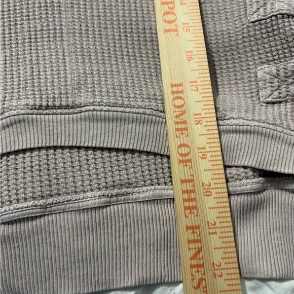 Free People One Interlaken Waffle Knit Thermal, Cropped, Tie Up Sides, Mauve - Picture 9 of 11